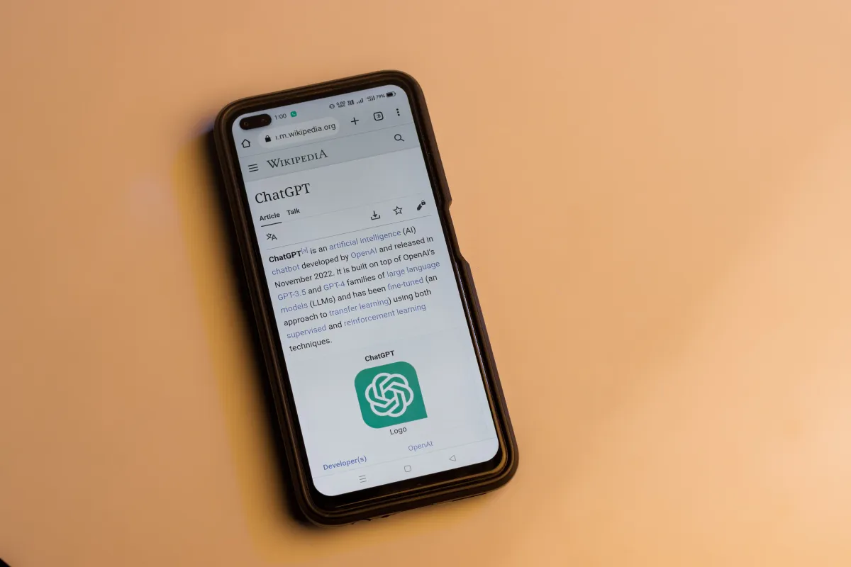 Smartphone displaying a simple one-page website
