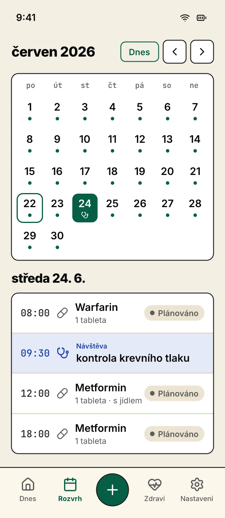 MedRemind: Rozvrh