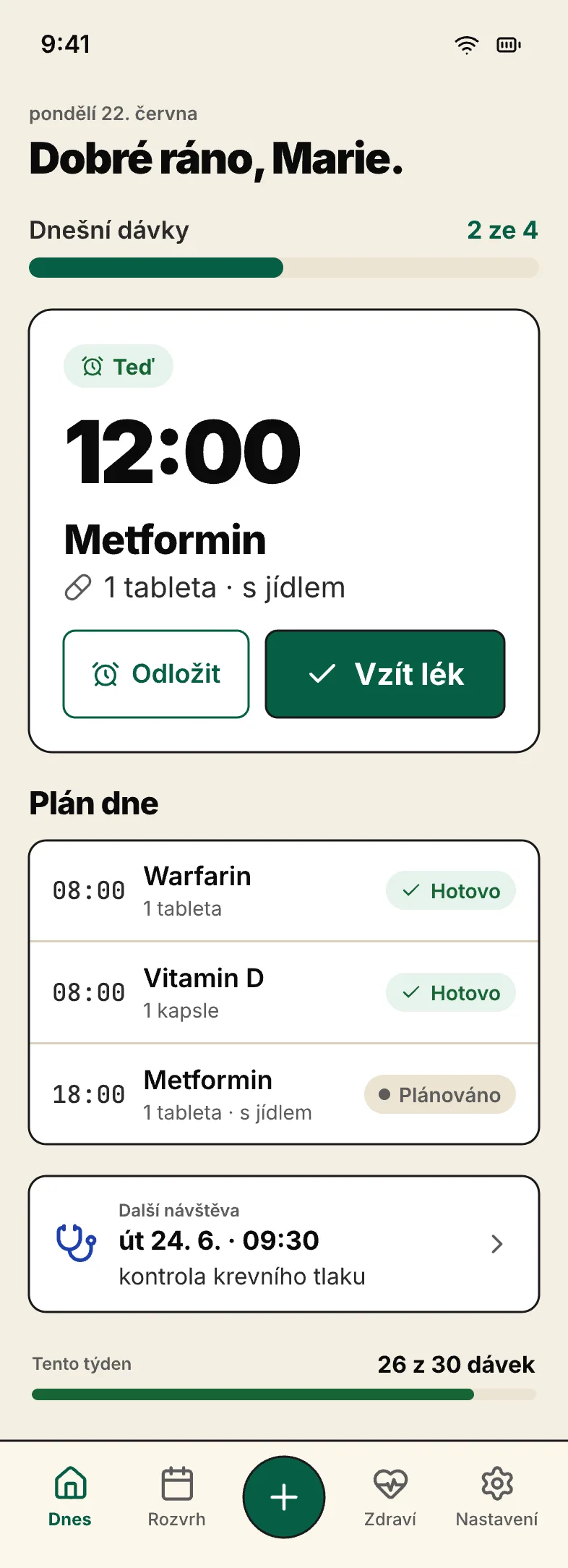 MedRemind: Dnes