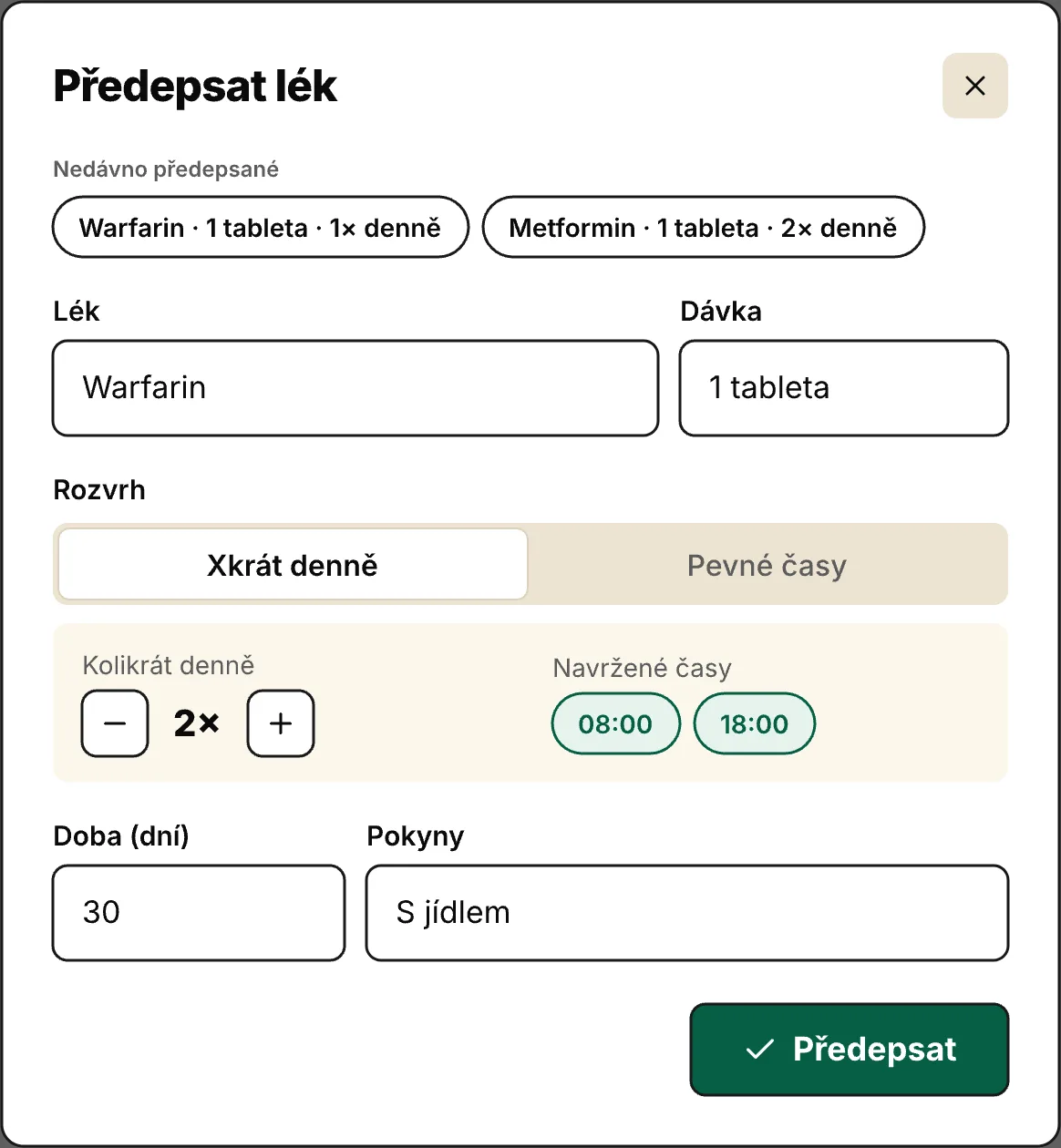 MedRemind: Předepsání léku