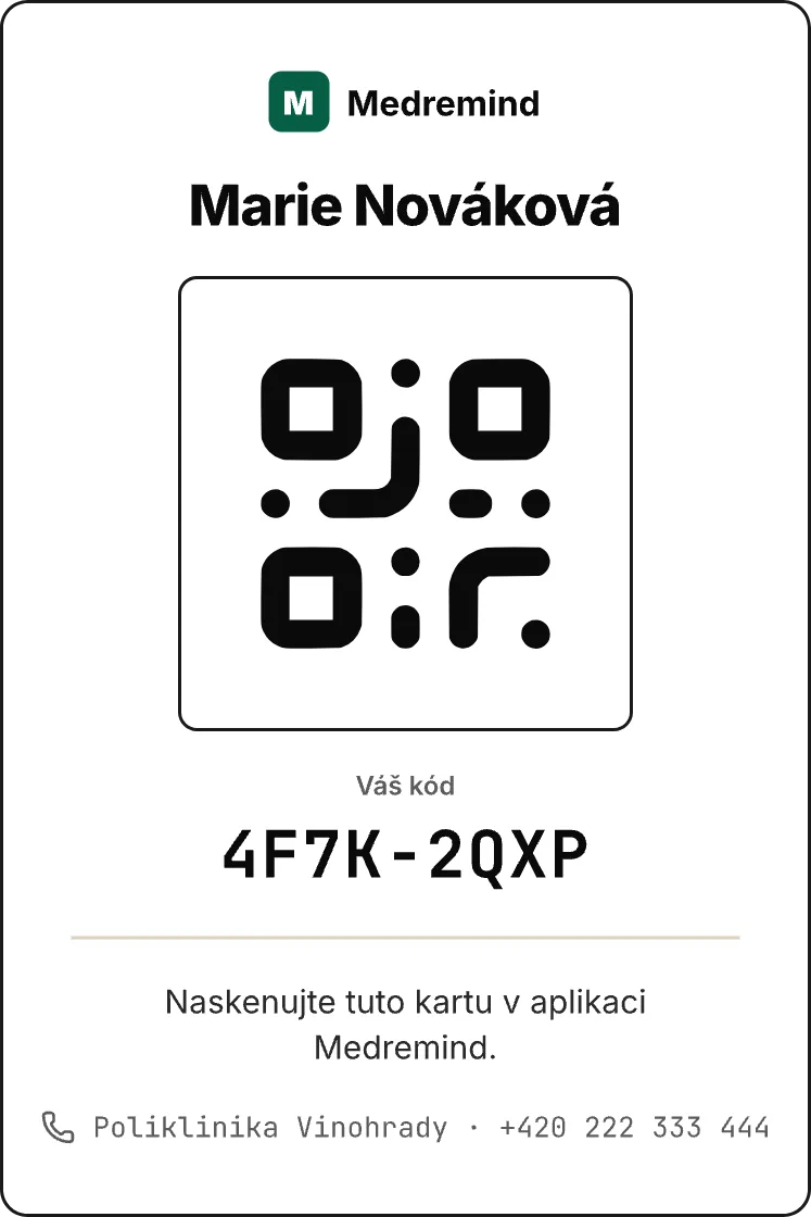 MedRemind: Tištěná karta A6